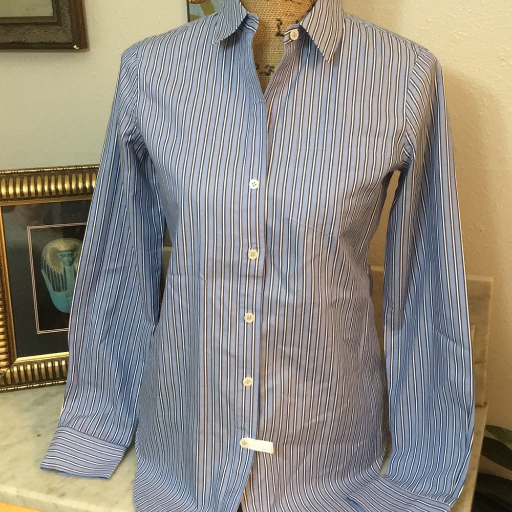 New Theory Career Stripe Button Front Long Sleeve! - image 1